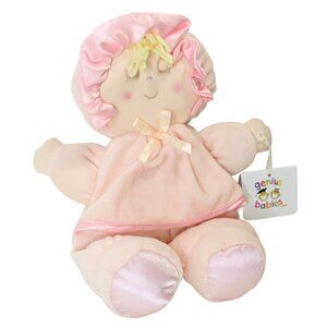 Genius Babies Sleeping Baby Girl Terry Cloth Satin Plush Doll Pink